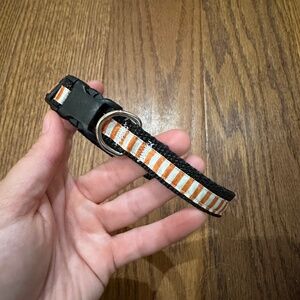 Handmade Halloween Orange Black Holiday Dog Collar 8.5 inch-13 inch Size M